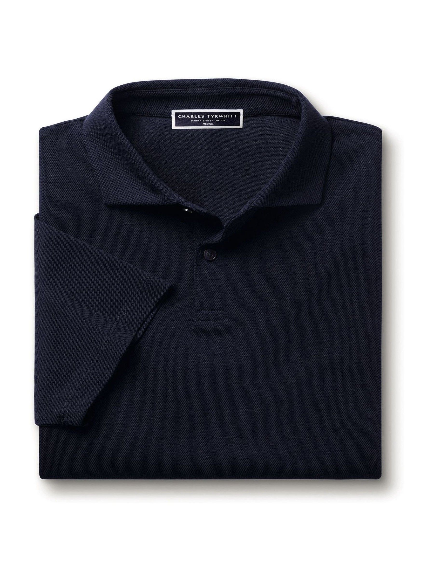 Buy Charles Tyrwhitt BlueNavy Short Sleeve Smart Pique Polo Shirt