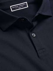Charles Tyrwhitt BlueNavy Short Sleeve Smart Pique Polo Shirt - Image 3 of 5
