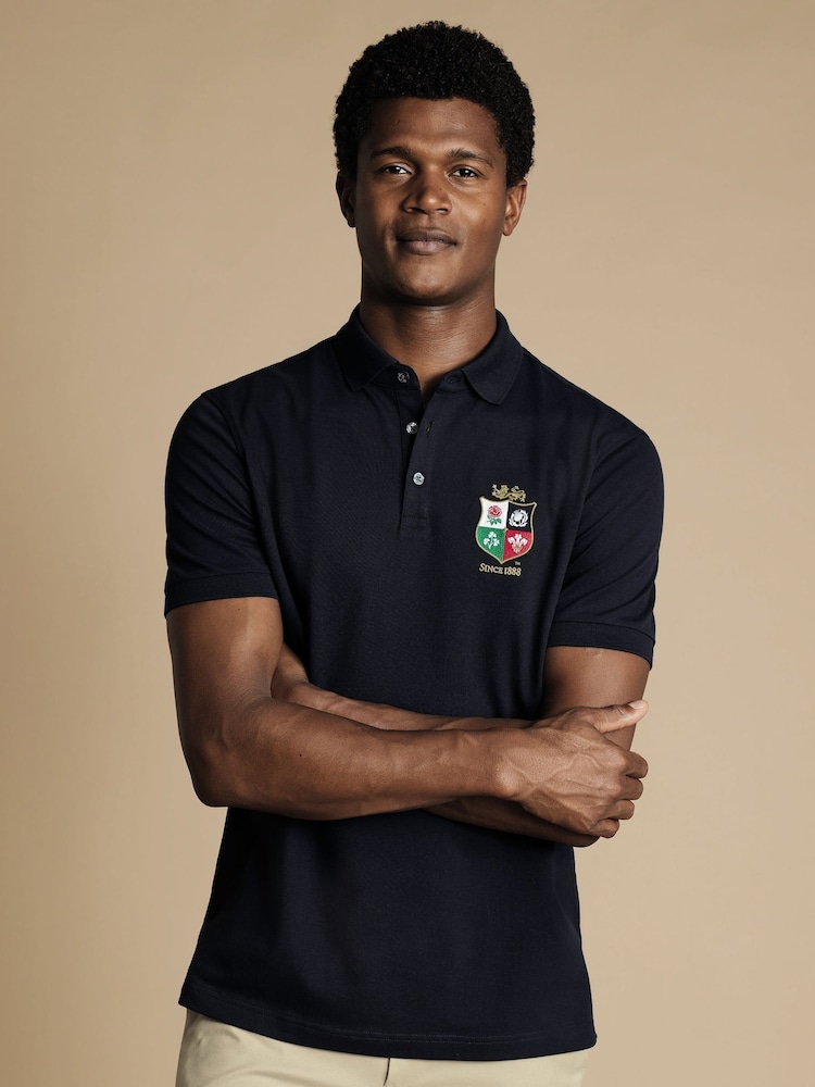 Blau - Charles Tyrwhitt The Lions Print TM Pique Polo Shirt - Bild 1 von 5