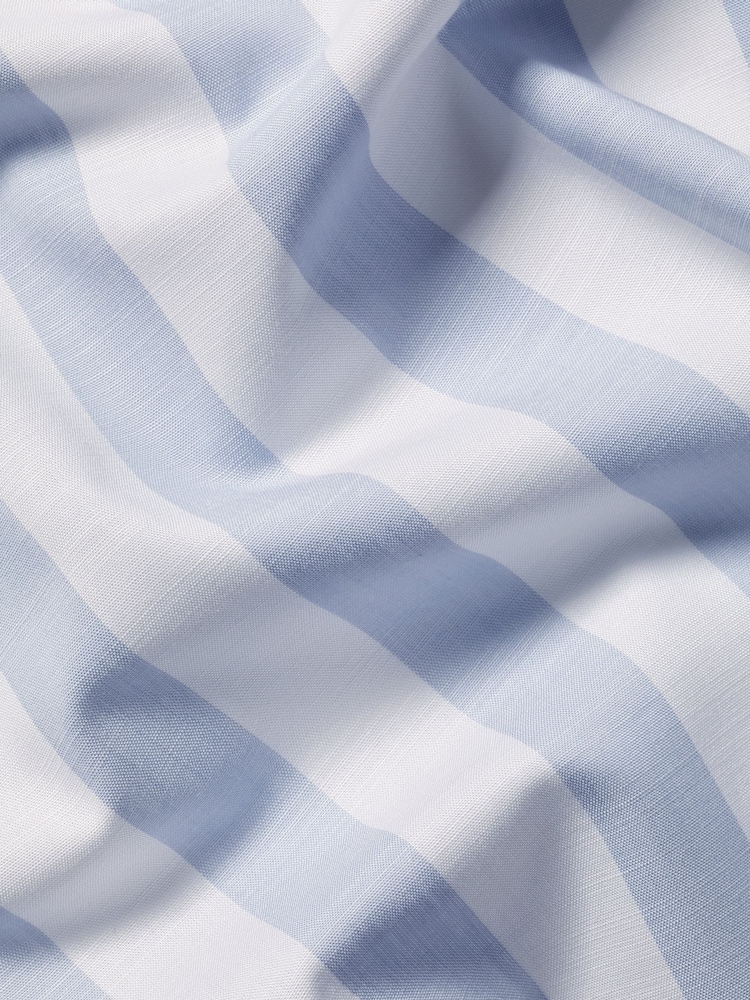 Charles Tyrwhitt Blue Slim Fit Wide Stripe Non-Iron Stretch Poplin Slub Shirt - Image 5 of 5