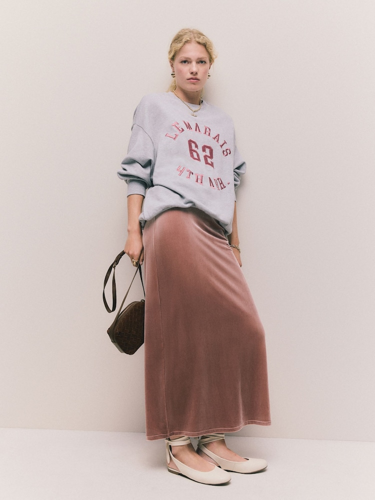 Grey Graphic Satin Applique 'Le Marais' City Longsleeve Crewneck Sweatshirt - Image 2 of 7