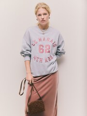 Grey Graphic Satin Applique 'Le Marais' City Longsleeve Crewneck Sweatshirt - Image 3 of 7