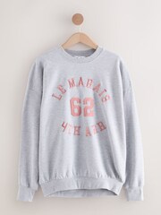 Grey Graphic Satin Applique 'Le Marais' City Longsleeve Crewneck Sweatshirt - Image 5 of 7