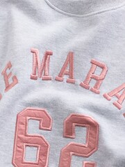 Grey Graphic Satin Applique 'Le Marais' City Longsleeve Crewneck Sweatshirt - Image 6 of 7