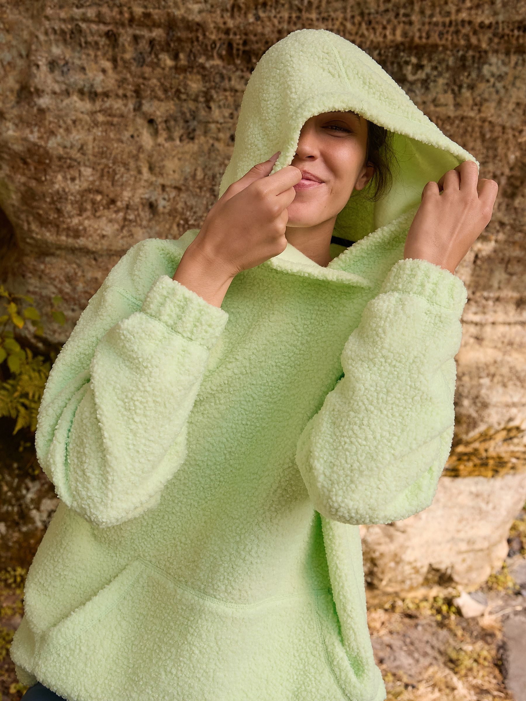 Buy Lime Green Soft Teddy Borg Longsleeve Hoodie from Next USA