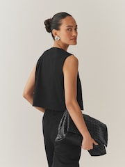 Black Tailored Crew Neck Waistcoat - Image 5 of 8