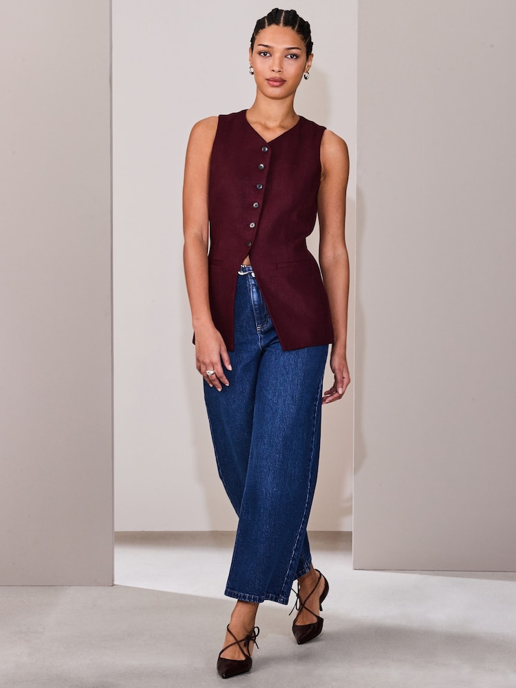 Wine Linen Rich Waistcoat - Image 2 of 9