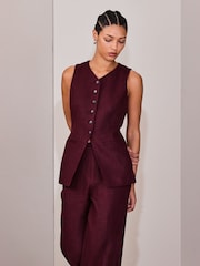 Wine Linen Rich Waistcoat - Image 4 of 9