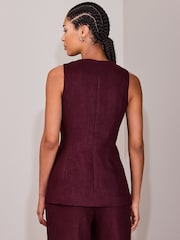 Wine Linen Rich Waistcoat - Image 5 of 9