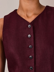 Wine Linen Rich Waistcoat - Image 6 of 9