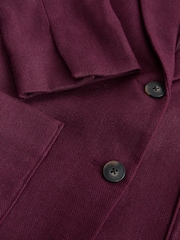 Burgundy Linen Rich Single Breasted Blazer - Image 11 of 11