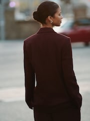 Burgundy Linen Rich Single Breasted Blazer - Image 3 of 11