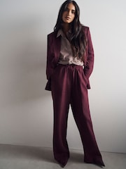 Burgundy Linen Rich Single Breasted Blazer - Image 6 of 11