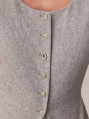 Mole Linen Rich Herringbone Collarless Jacket - Image 5 of 8