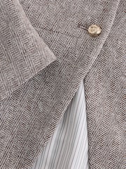 Mole Linen Rich Herringbone Collarless Jacket - Image 7 of 8