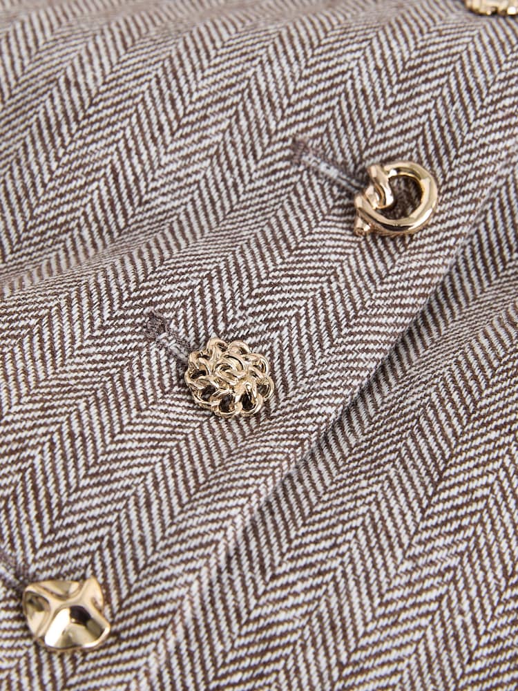 Mole Linen Rich Herringbone Collarless Jacket - Image 8 of 8