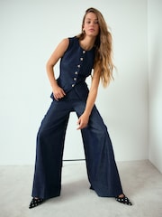 Indigoblau - Westen mit Seesterndetail und Leinen im Denim-Look - Bild 2 von 8