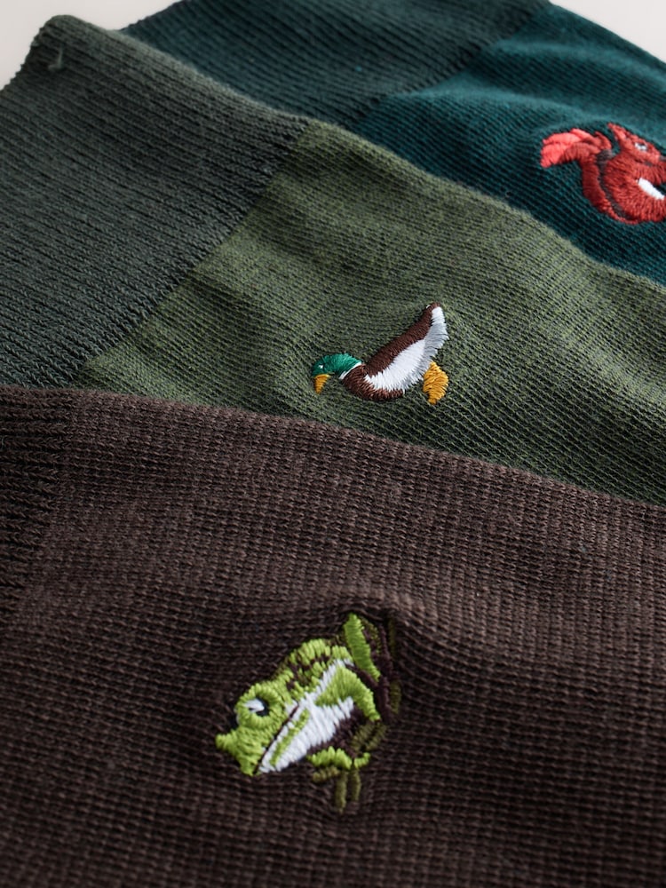 Green/Red/Blue Woodland Embroidered Socks 8 Pack - Image 12 of 12 Green/Red/Blue Woodland Embroidered Socks 8 Pack - Image 12 of 12