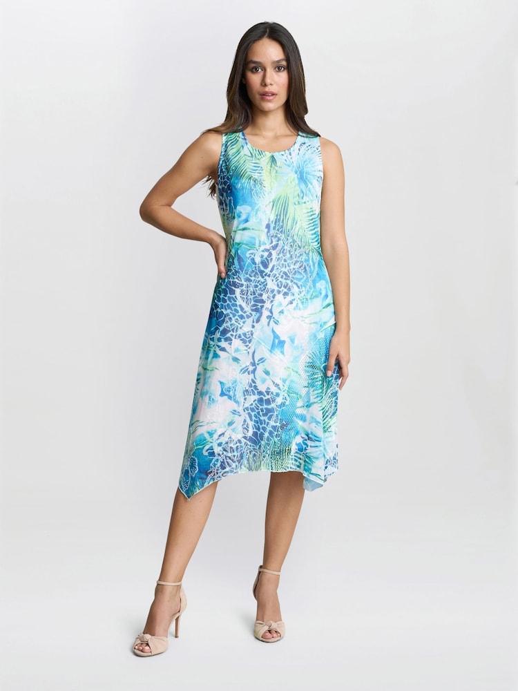 Gina Bacconi Blue Eliana Floral Print Dress - Imagen 1 de 5 Gina Bacconi Blue Eliana Floral Print Dress - Imagen 1 de 5