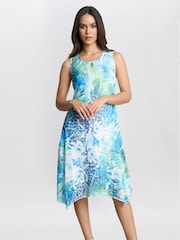 Gina Bacconi Blue Eliana Floral Print Dress - Image 3 of 5