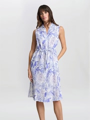 Gina Bacconi Blue Adalynn Floral Print Shirt Dress - Image 3 of 7