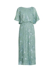 Gina Bacconi Green Ava Sequin Midi Dress - Image 5 of 5