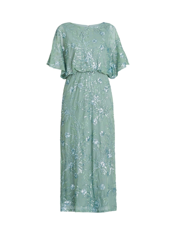 Gina Bacconi Green Ava Sequin Midi Dress - Image 5 of 5