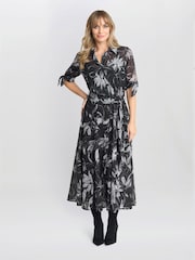 Gina Bacconi Adrienne Black Shirt Dress - Image 1 of 5