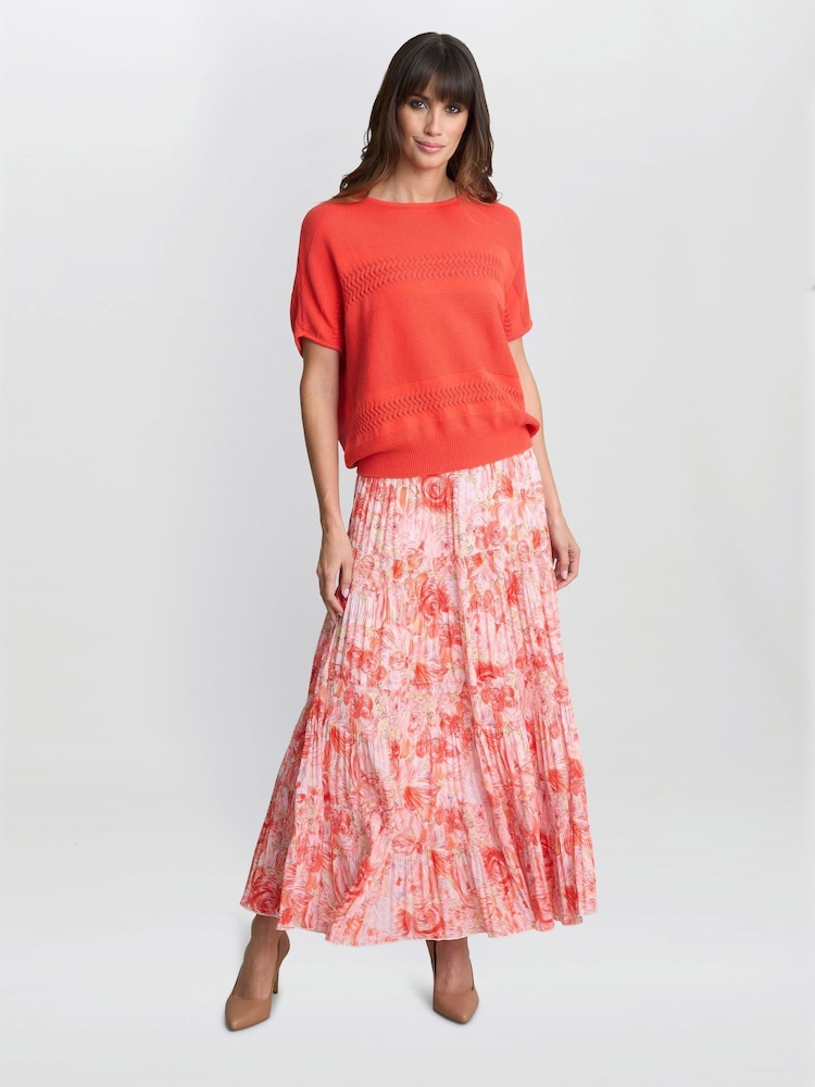 Gina Bacconi Pink Isabelle Floral Print Pleated Skirt - Imagen 1 de 5 Gina Bacconi Pink Isabelle Floral Print Pleated Skirt - Imagen 1 de 5