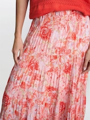 Gina Bacconi Pink Isabelle Floral Print Pleated Skirt - Image 4 of 5