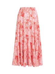 Gina Bacconi Pink Isabelle Floral Print Pleated Skirt - Image 5 of 5