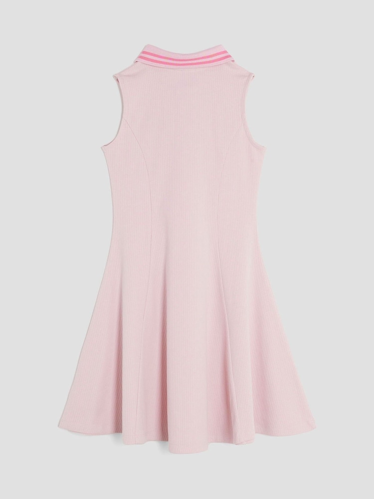 River Island Pink Girls Sleeveless Bow Collar Dress - Image 2 of 4