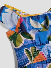 River Island Blue Girls Print Frill Waisted Dress - Image 3 of 4