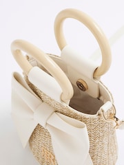River Island Brown Girls Raffia Bow Bucket Bag - Image 3 of 5