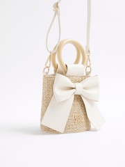 River Island Brown Girls Raffia Bow Bucket Bag - Image 4 of 5