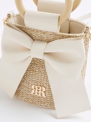 River Island Brown Girls Raffia Bow Bucket Bag - Image 5 of 5