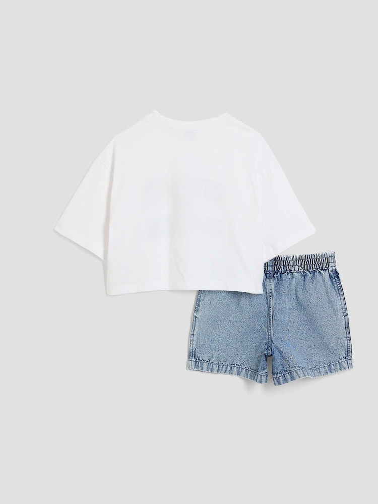 River Island Blue Girls Fruit 100% Cotton Shorts Set - Image 2 of 5