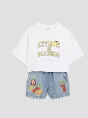 River Island Blue Girls Fruit 100% Cotton Shorts Set - Image 3 of 5