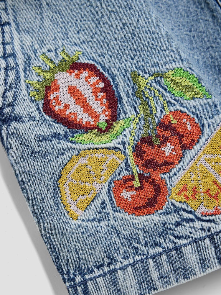 River Island Blue Girls Fruit 100% Cotton Shorts Set - Image 5 of 5
