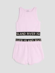 River Island Pink Girls Glitter Waistband Tank Set - Image 3 of 4