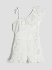 River Island White Girls Broderie Textured Playsuit - Image 1 of 4