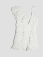 River Island White Girls Broderie Textured Playsuit - Image 2 of 4