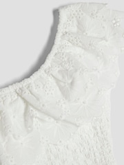 River Island White Girls Broderie Textured Playsuit - Image 3 of 4