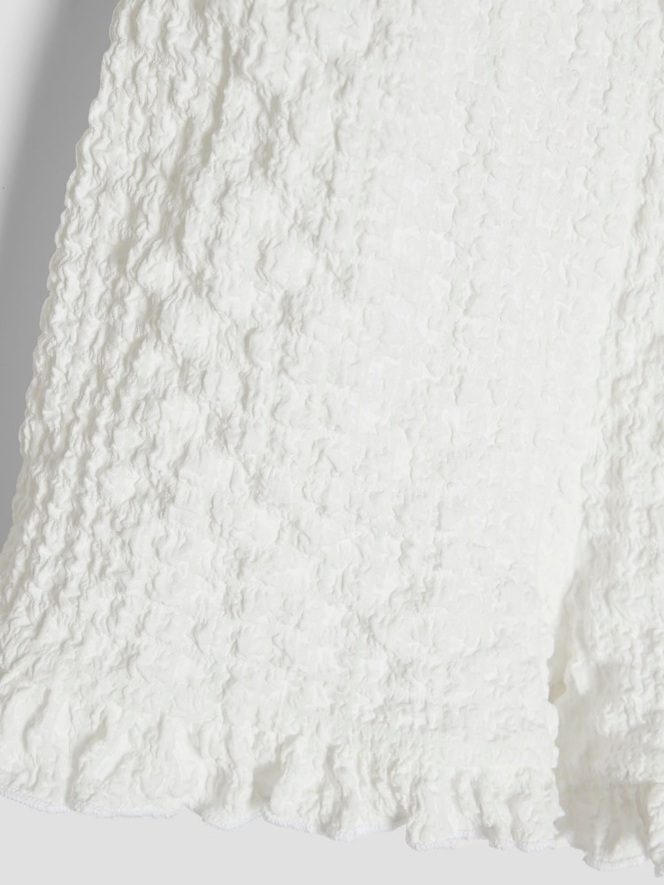 River Island White Girls Broderie Textured Playsuit - Image 4 of 4