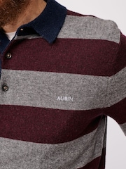 Aubin Grey Belmont Knitted Striped Rugby Jumper - Image 4 of 6