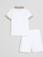River Island White Boys Textured Stripe short set - Image 3 of 5