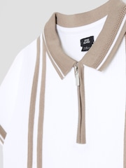 River Island White Boys Textured Stripe short set - Image 4 of 5