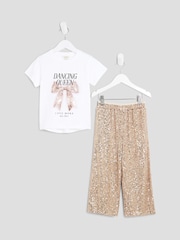 River Island Girls Dancin Queen Sequin T-shirt & Trouser set - صورة 2 من 5