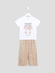 River Island Girls Dancin Queen Sequin T-shirt & Trouser set - صورة 4 من 5