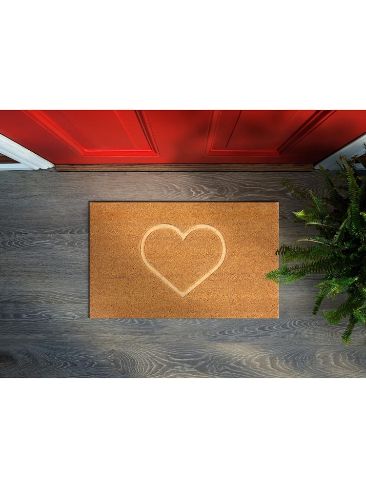 Esselle Neutral Astley Pressed Heart Embossed Doormat - Image 1 of 5